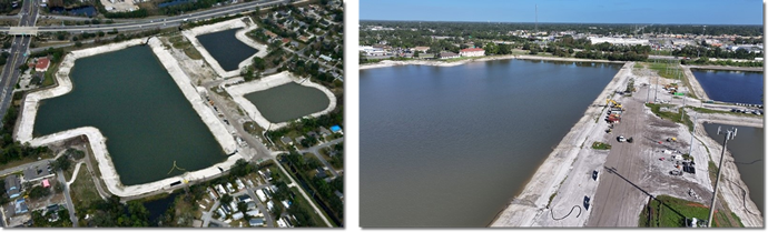 Aerial photo of the Orlo Vista flood mitigation retention ponds